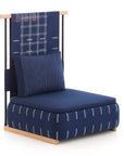 LAN Daybed med højt ryglæn og broderet tekstil i indigo og hvid – design af Neri & Hu for GAN