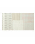 LAN Tæppe Natural med håndbroderede geometriske motiver i bløde nuancer af creme, beige og rosa