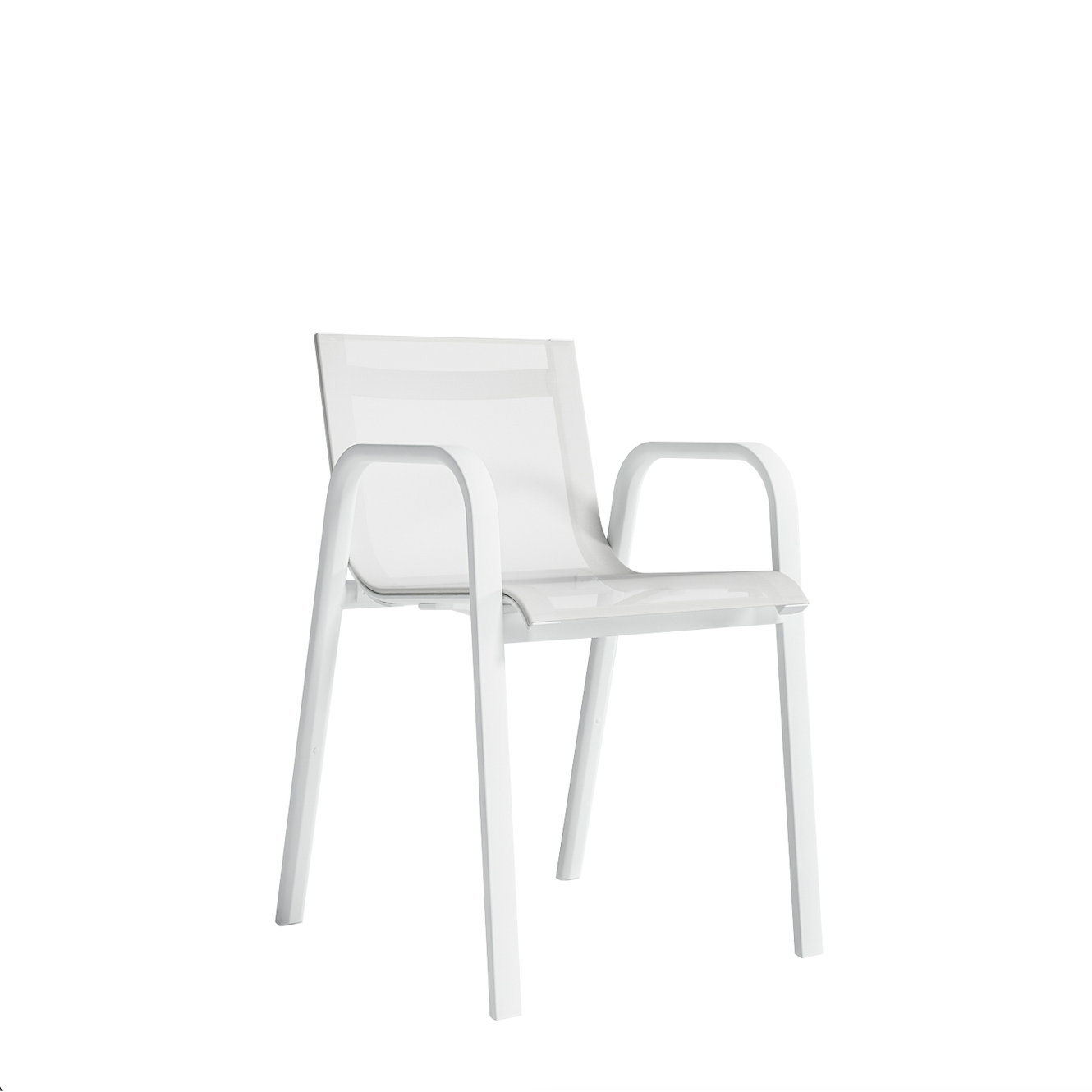 STACK Dining lænestol i hvidt aluminium og Batyline®-sæde - GANDIABLASCO