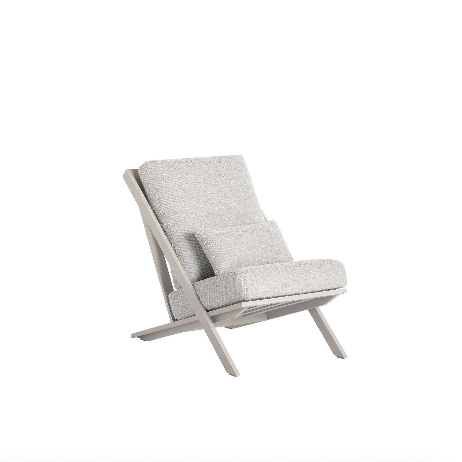 TIMELESS Relax clubstol i grå med polstrede hynder og pulverlakeret aluminiumsstel - designet af José A. Gandía-Blasco Canales og Borja García for GANDIABLASCO.