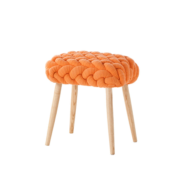 KNITTED STOOL Blå taburet