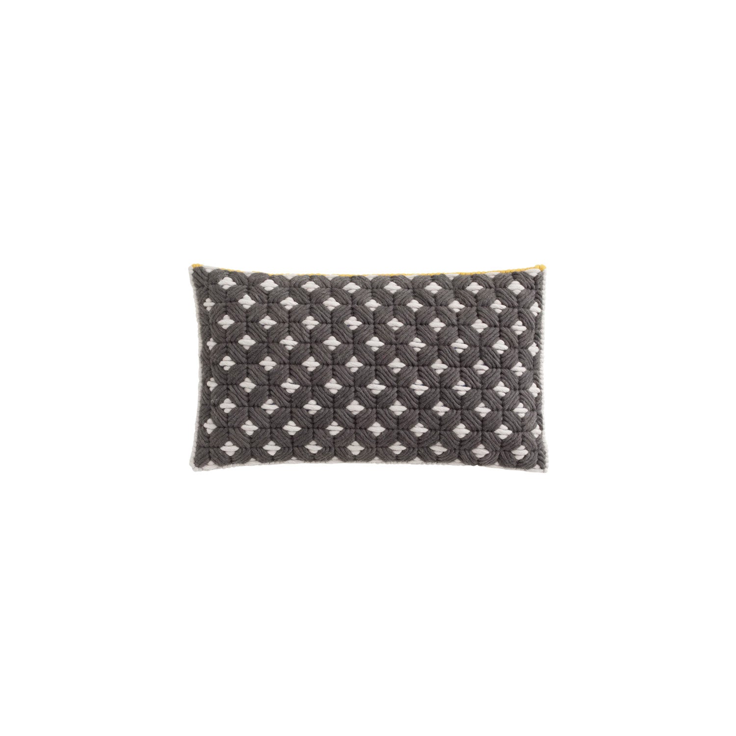 Mørkegrå pude med hvidt kantbånd – 60x35 cm